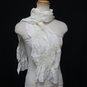 Silk Japanese Obiage Shibori White 53.5x6.3in(136x16cm) A#10036