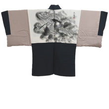 Load image into Gallery viewer, Men&#39;s Haori Vintage(1950-1980) Grayish Black Dragon Silk #10282E4
