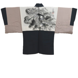 Men's Haori Vintage(1950-1980) Grayish Black Dragon Silk #10282E4