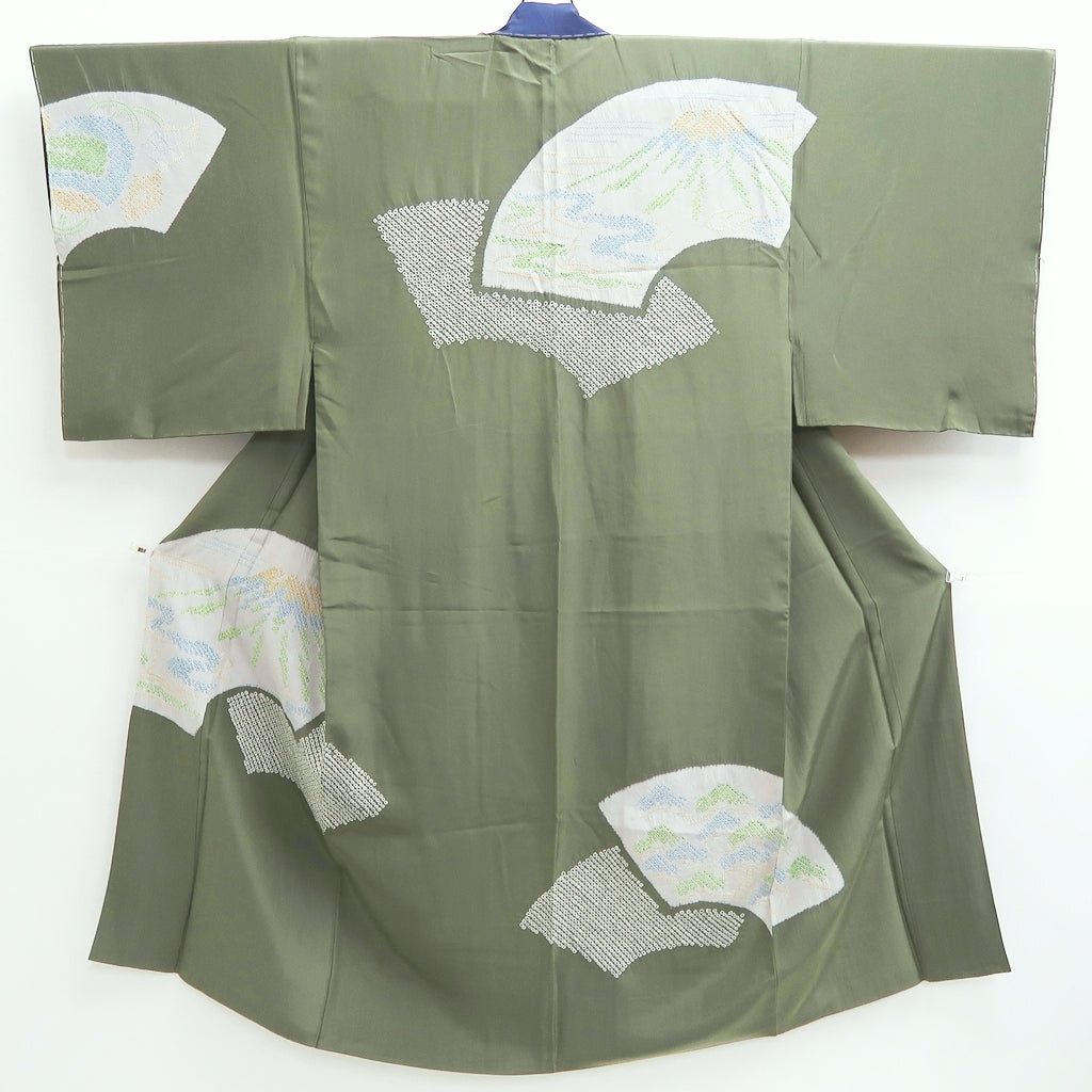 Men's Juban Moss green Mountain Shibori Silk #10293E5