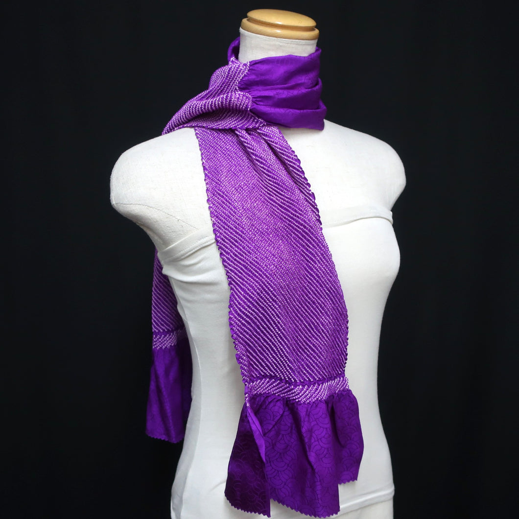 Silk Japanese Obiage Shibori Purple 52.0x5.9in(132x15cm) A#10016