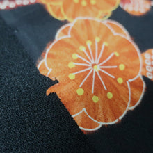 Load image into Gallery viewer, KK1432A1 Silk Kimono Fabric Vintage(1920-1950) Plum blossom Black 79.1x12.2in(201x31cm)
