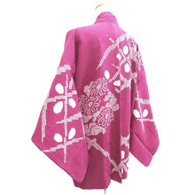 Load image into Gallery viewer, Haori Jacket Vintage(1950-1980) Magenta Shibori Floral pattern Silk #11012A1
