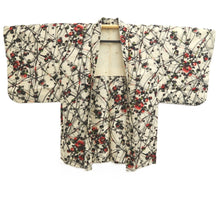 Load image into Gallery viewer, Haori Jacket Vintage(1920-1950) Cream white Meisen Plum blossom Branch Silk #11042A3
