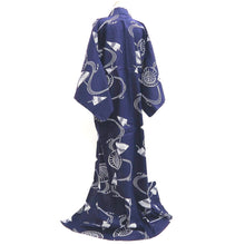 Load image into Gallery viewer, Yukata Vintage(1950-1980) Navy Umbrella Cotton #9910B4
