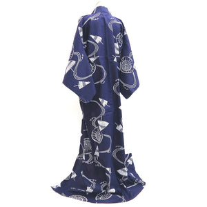 Yukata Vintage(1950-1980) Navy Umbrella Cotton #9910B4