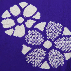 Kimono Vintage(1950-1980) Purple Shibori Flower Silk #10264E4