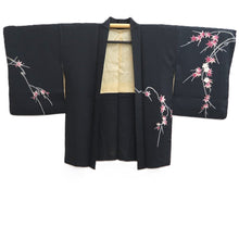 Load image into Gallery viewer, Haori Jacket Vintage(1950-1980) Black Maple Leaf Plum blossom Branch Silk #10932F1
