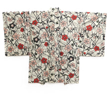 Load image into Gallery viewer, Haori Jacket Vintage(1920-1950) White Meisen Floral pattern Silk #11001F5
