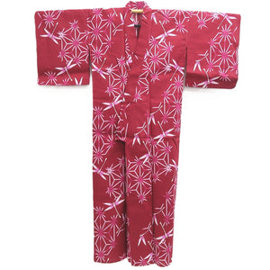 Yukata Red Dragonfly Asanoha Cotton #10345F3