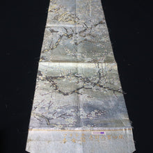 Load image into Gallery viewer, BB10013AB Silk Obi Fabric Plum blossom Bird Silver 84.6x11.0in(215x28cm)
