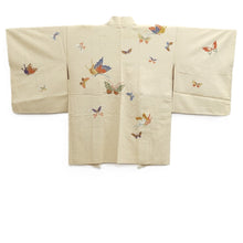 Load image into Gallery viewer, Haori Jacket Cream white Beige Butterfly Embroidery Silk #10942F1
