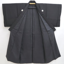 Load image into Gallery viewer, Men&#39;s Kimono Vintage(1950-1980) Black Montsuki Habutae Silk #9970C1
