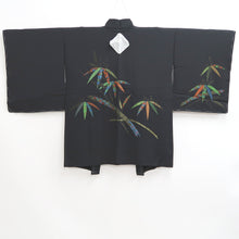 Load image into Gallery viewer, Haori Jacket Black Gold Bamboo leaf Silk #10982F3
