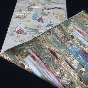 BB10023AC Silk Obi Fabric Heian Period Aristocrats White 50.8x10.6in(129x27cm)