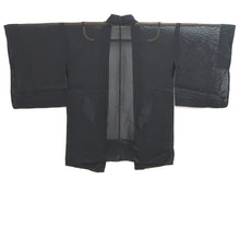 Load image into Gallery viewer, Haori Jacket Vintage(1950-1980) Black Sheer Botanical Embroidery Silk #10892E4
