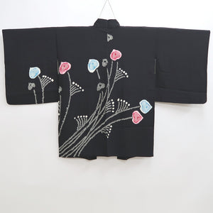 Haori Jacket Vintage(1950-1980) Black Shibori Flower Silk #9850B2