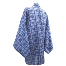 Load image into Gallery viewer, Haori Jacket Dark Blue Grayish Blue Plum blossom Chrysanthemum Silk #10731D3
