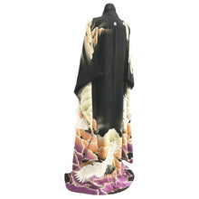 Load image into Gallery viewer, Furisode Vintage(Pre-1920) Black Crane Birds Silk #11106Z1
