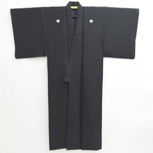 Load image into Gallery viewer, Men's Kimono Vintage(1950-1980) Black Montsuki Habutae Silk #10865E4
