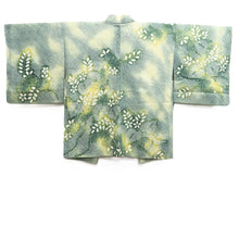 Load image into Gallery viewer, Haori Jacket Green Yellow Full Shibori Flower Silk #10701D1
