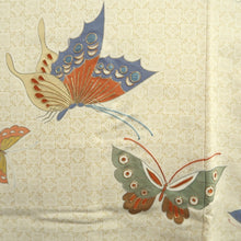 Load image into Gallery viewer, Haori Jacket Cream white Beige Butterfly Embroidery Silk #10942F1
