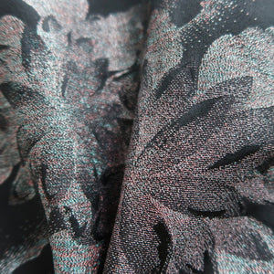 Haori Jacket Vintage(1950-1980) Black Silver Flower Silk #10124D3