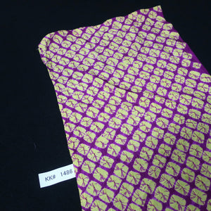 KK1486A2 Silk Kimono Fabric Vintage(Pre-1920) Shibori Purple Yellow 50.8x11.4in(129x29cm)