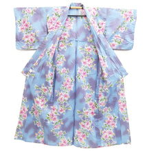 Load image into Gallery viewer, Yukata Light Blue Lily Cotton #10746D3
