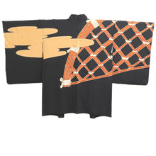 Load image into Gallery viewer, Haori Jacket Vintage(1950-1980) Black Lattice fence Cloud Silk #11062A4
