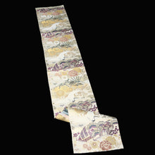 Load image into Gallery viewer, BB10044AD Silk Obi Fabric Crane Birds Gold Yellow 75.2x12.2in(191x31cm)
