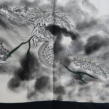 Load image into Gallery viewer, Men&#39;s Haori Vintage(1950-1980) Grayish Black Dragon Silk #10282E4
