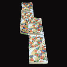 Load image into Gallery viewer, BB10094AF Silk Obi Fabric Maple Leaf White 100.4x10.6in(255x27cm)
