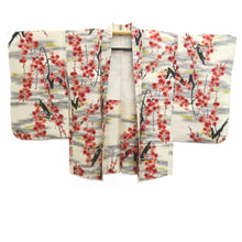 Load image into Gallery viewer, Haori Jacket Vintage(1920-1950) Cream white Meisen Plum blossom Branch Silk #11051A3
