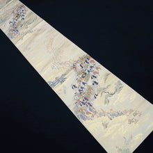 Load image into Gallery viewer, Fukuro Obi White Gold Samurai Tokugawa Daimyogyoretsu Silk BB271V5
