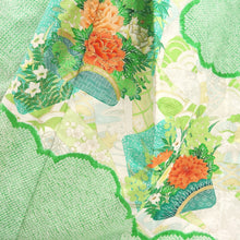 Load image into Gallery viewer, Furisode Green Shibori Chrysanthemum Peony Silk #10542B3
