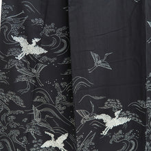 Load image into Gallery viewer, Kimono Black Crane Birds Shibori Tall Silk #9924B4
