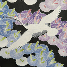 Load image into Gallery viewer, Tomesode Black Crane Birds Silk #10391F5

