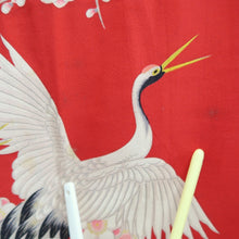 Load image into Gallery viewer, Juban Vintage(1950-1980) Red Crane Birds Silk #10503B1
