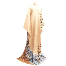 Load image into Gallery viewer, Kimono Beige Blueish Gray Chrysanthemum Plum blossom Silk #10522B2
