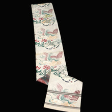 Load image into Gallery viewer, BB10034AC Silk Obi Fabric Vintage(1920-1950) Phoenix Red Green 74.4x11.4in(189x29cm)
