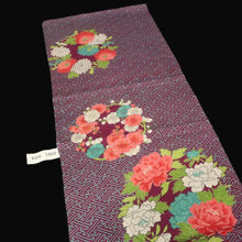 Load image into Gallery viewer, KK1466A1 Silk Kimono Fabric Vintage(1920-1950) Sayagata Dark Purple 50.8x11.4in(129x29cm)
