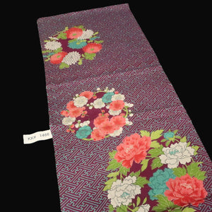 KK1466A1 Silk Kimono Fabric Vintage(1920-1950) Sayagata Dark Purple 50.8x11.4in(129x29cm)