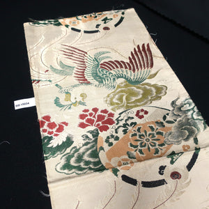 BB10034AC Silk Obi Fabric Vintage(1920-1950) Phoenix Red Green 74.4x11.4in(189x29cm)