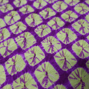 KK1486A2 Silk Kimono Fabric Vintage(Pre-1920) Shibori Purple Yellow 50.8x11.4in(129x29cm)