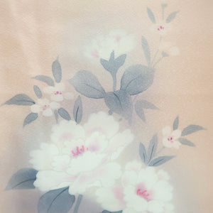 Kimono Pale Pink Hand painted Peony Silk #9934B5