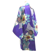 Load image into Gallery viewer, Haori Jacket Vintage(1920-1950) Blueish Purple Meisen Floral pattern Silk #11032A2
