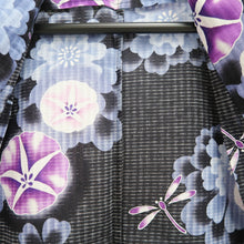 Load image into Gallery viewer, Yukata Black Dragonfly Asagao Tall Cotton #10474A5
