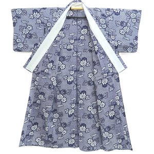 Yukata Vintage(1950-1980) Navy White Flower Cotton #10484A5
