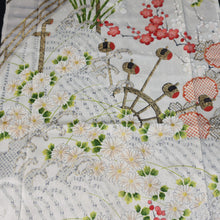 Load image into Gallery viewer, KK1422B8 Silk Kimono Fabric Vintage(1950-1980) Plum blossom Pearl white 65.7x13.4in(167x34cm)
